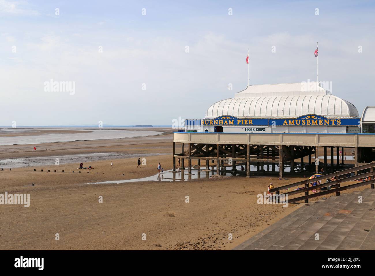 Molo di Burnham, Esplanade, Burnham-on-Sea, Sedgemoor, Somerset, Inghilterra, Gran Bretagna, Regno Unito, Regno Unito, Europa Foto Stock