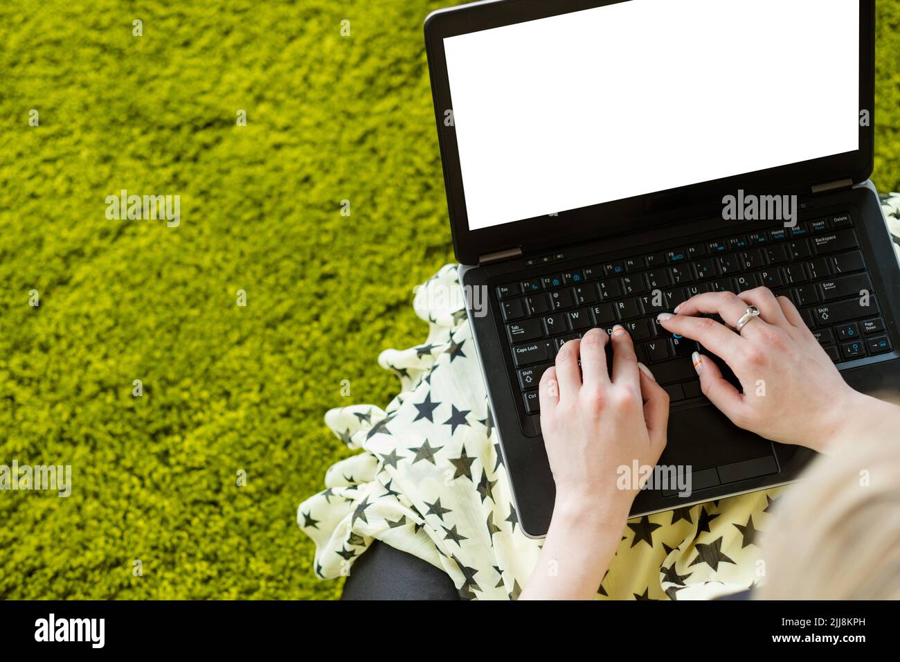 smm seo social media marketing schermo laptop vuoto Foto Stock