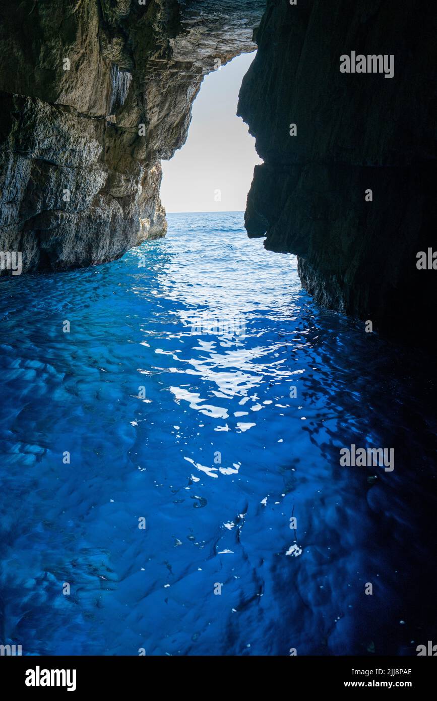 Grotte blu Paxos Grecia Foto Stock