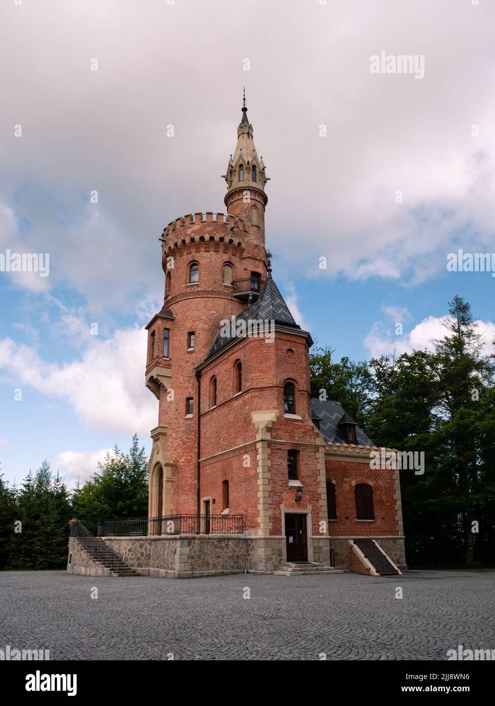 Goethe's Lookout Tower o Goethova vyhlídka a Karlovy Vary, Boemia, Repubblica Ceca Foto Stock