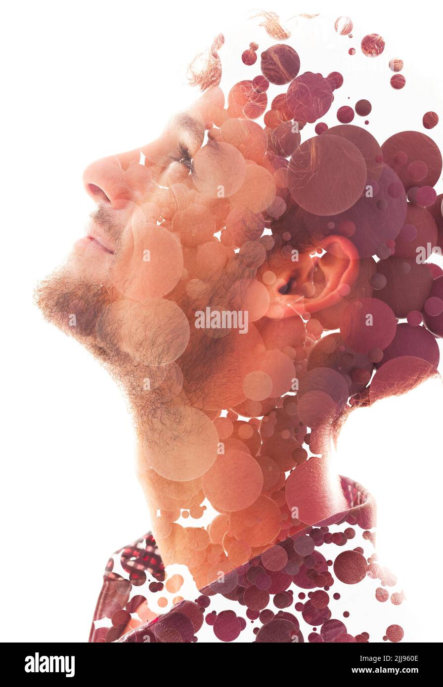 3D immagini miste con un ritratto Foto Stock