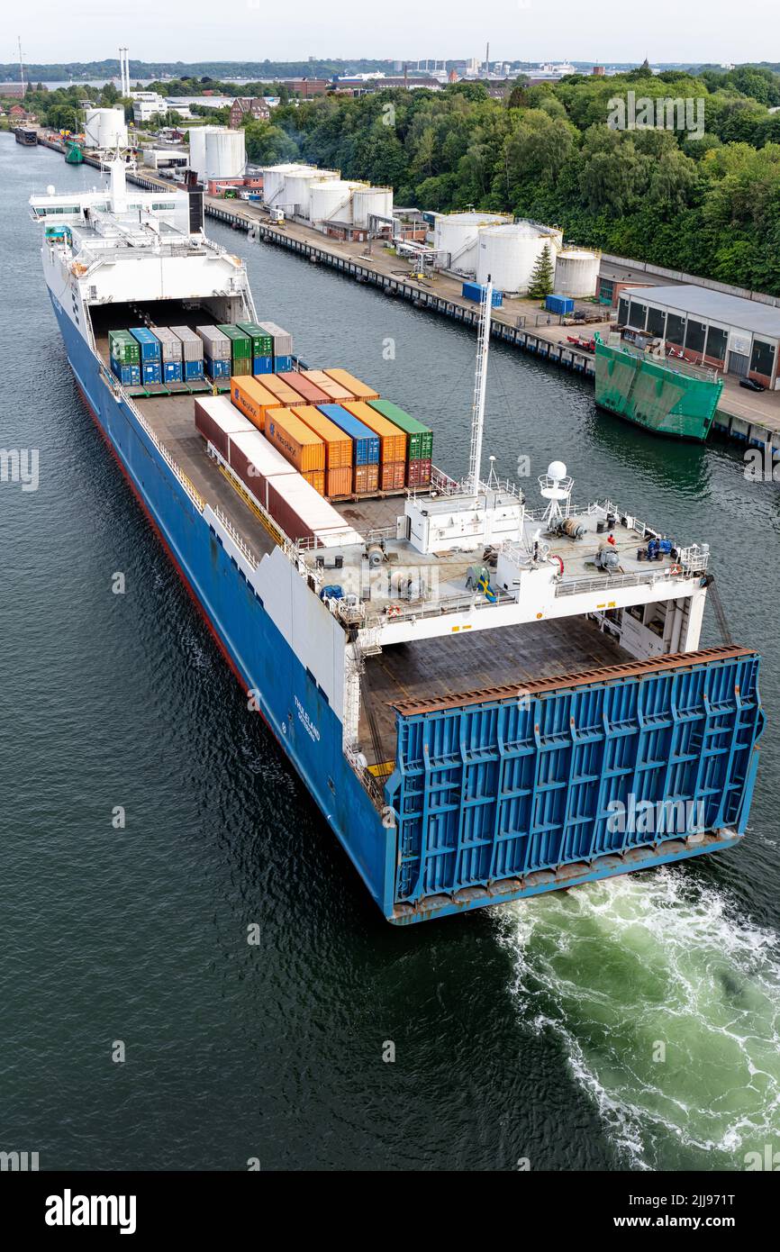 ro-ro nave THULELAND nel canale Kiel Foto Stock