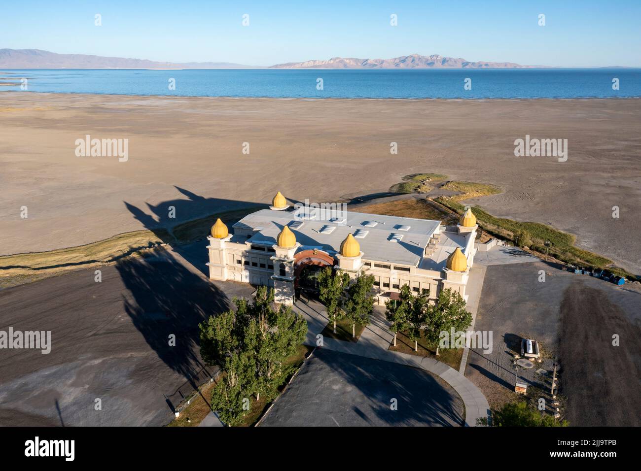 Magna, Utah - The Great Saltair, un luogo di concerti che una volta era sulla riva del Great Salt Lake fino a quando il livello dell'acqua del lago scese drasticamente. Foto Stock