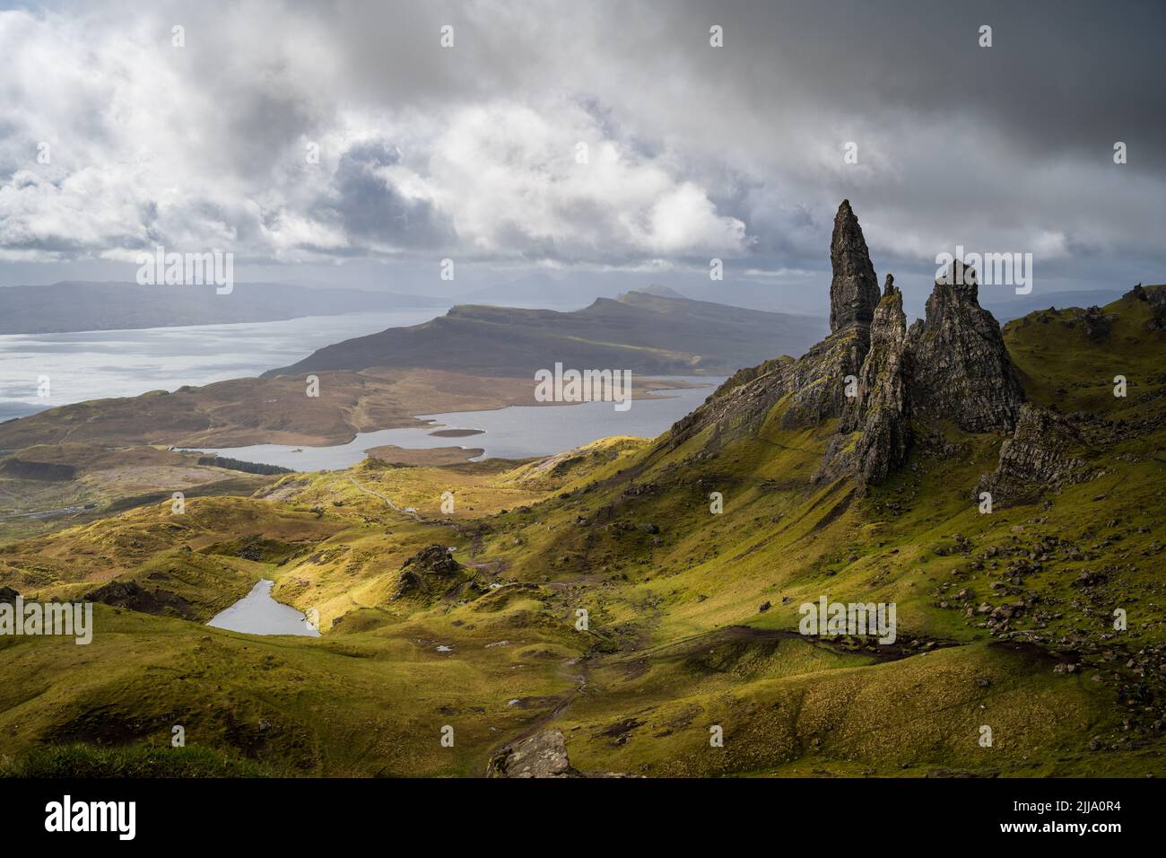 Vista classica del Vecchio di Storr, Isola di Skye Foto Stock