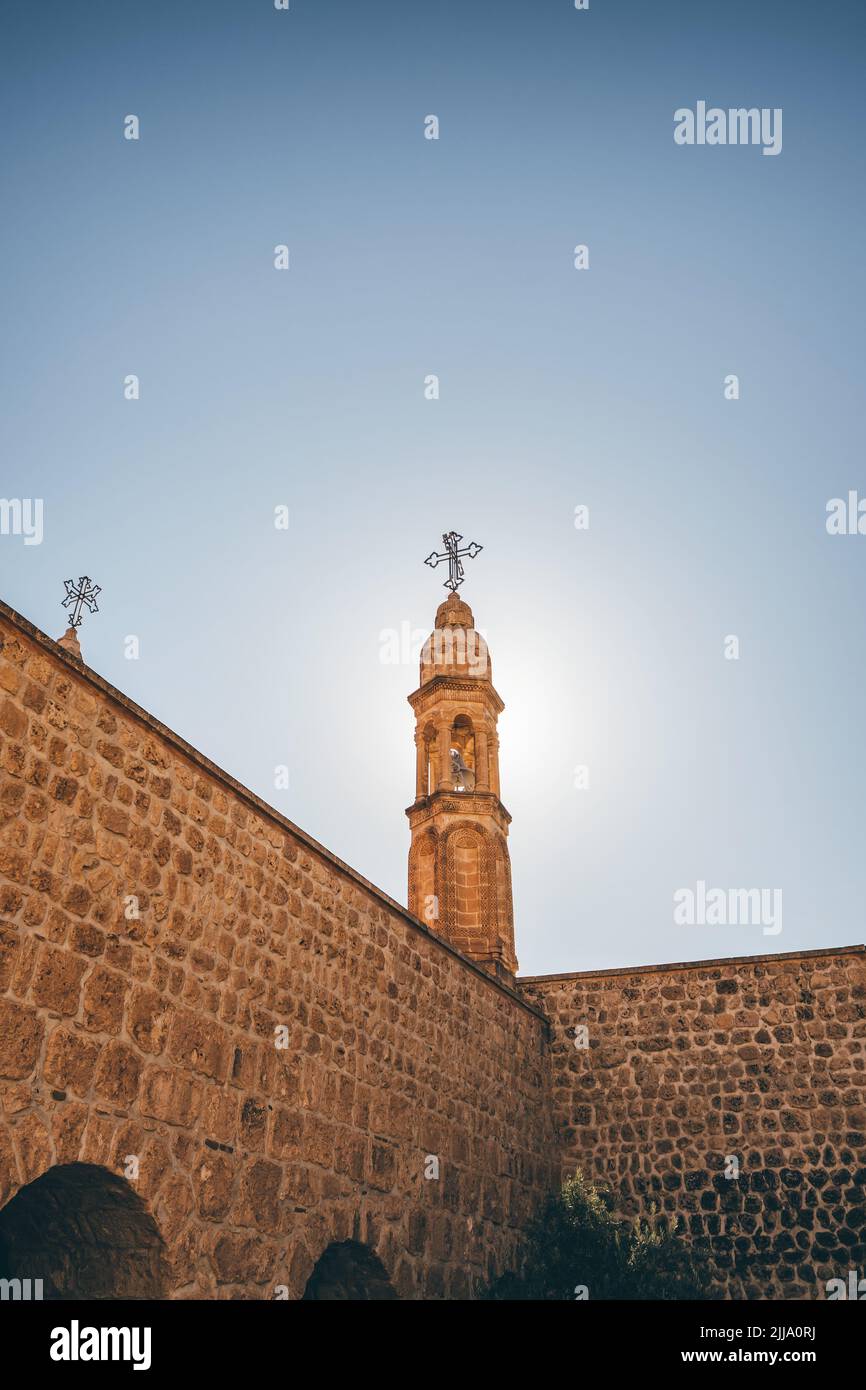 Dettaglio architettonico del Monastero di Mor Hananyo a Mardin, Turchia orientale Foto Stock