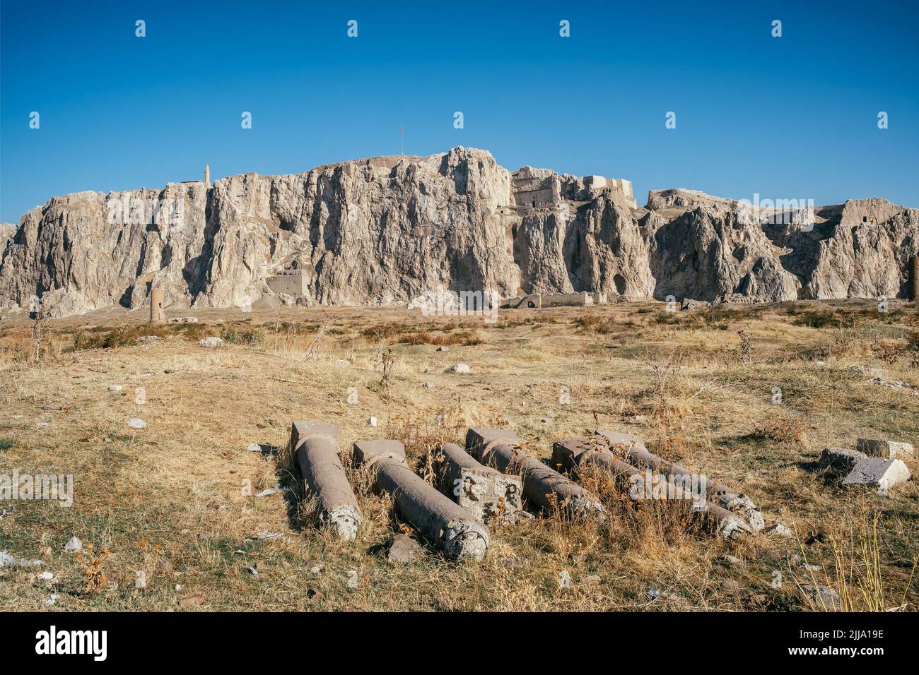 Sito storico del Castello di Van in giornata di sole, Anatolia orientale, Turchia Foto Stock