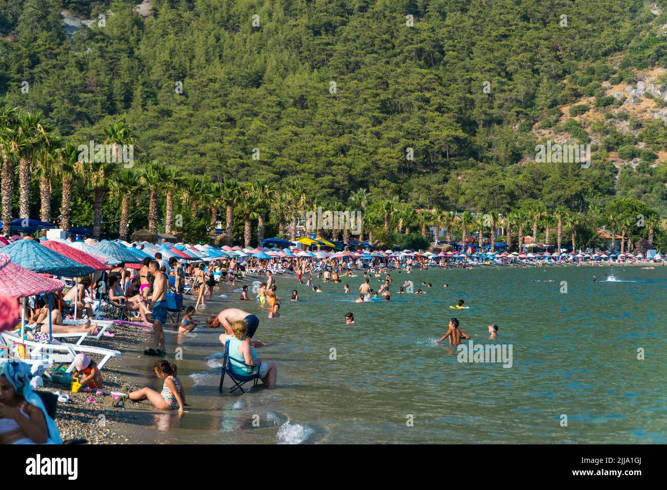 Oren, Milas, Mugla, Turchia - 14 luglio 2022: Persone in vacanza a Oren Turchia. Turismo estivo in Turchia. Foto Stock
