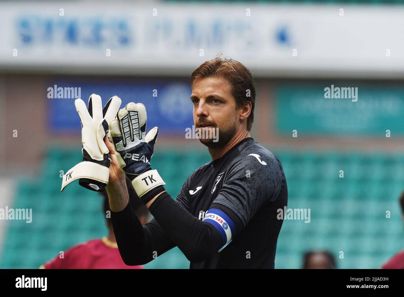 Easter Road Stadium, Edinburgh.Scotland Regno Unito. 24th luglio 22 Hibernian vs Norwich Pre Season friendly match. Il custode di Norwich Tim Krul. Credit: eric mccowat/Alamy Live News Foto Stock