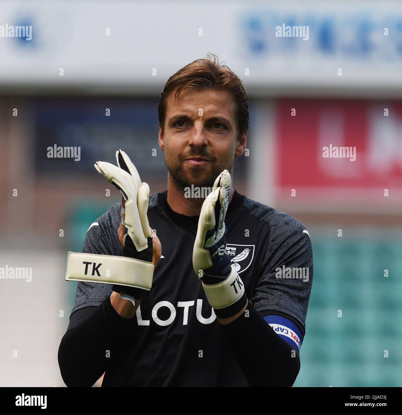 Easter Road Stadium, Edinburgh.Scotland Regno Unito. 24th luglio 22 Hibernian vs Norwich Pre Season friendly match. Il custode di Norwich Tim Krul. Credit: eric mccowat/Alamy Live News Foto Stock