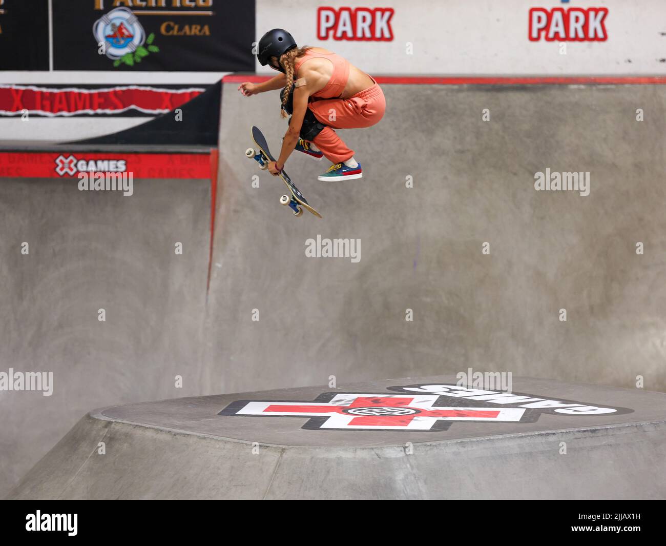 Vista, California, Stati Uniti. 23/07/2022, Yurin Fujii 9th (JPN) 23rd luglio 2022 - Skateboarding : X Games 2022 California del sud, parco di skateboard delle donne al CATF in Vista, California, Stati Uniti. Credit: Daniel Honda/AFLO/Alamy Live News Foto Stock