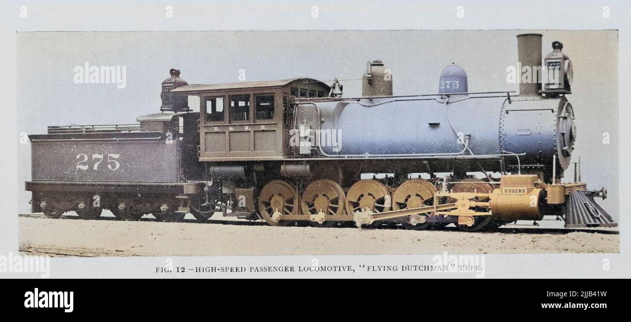 Locomotiva passeggeri ad alta velocità 'Flying Dutchman' tipo dall'articolo ' LA LOCOMOTIVA PRESENTE E FUTURA ' di David L. Barnes, M. Am Soc. C. E. dalla rivista Engineering Magazine DEDICATA AL PROGRESSO INDUSTRIALE Volume VII Aprile - Settembre 1894 NEW YORK la rivista Engineering Co Foto Stock