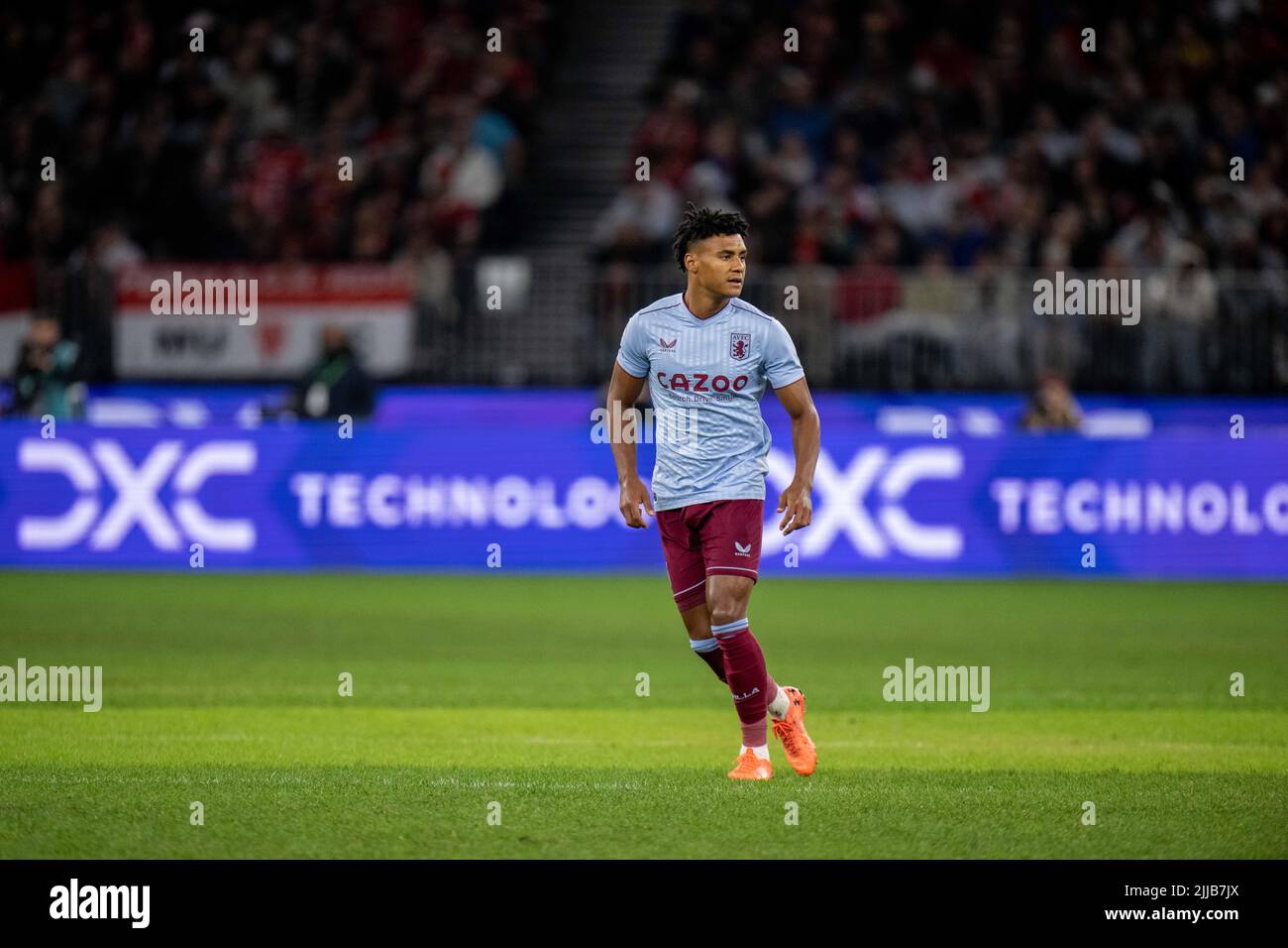 PERTH, AUSTRALIA - LUGLIO 23: Ollie Watkins di Aston Villa durante la pre-stagione amichevole partita tra Manchester United e Aston Villa a Optus Stadi Foto Stock