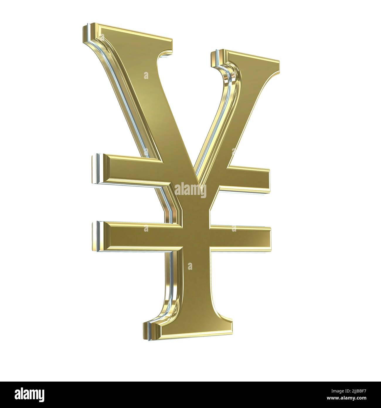 3D oro argento Yen Yuan simbolo di valuta simboli segno segni ritagliati isolato su sfondo bianco Foto Stock