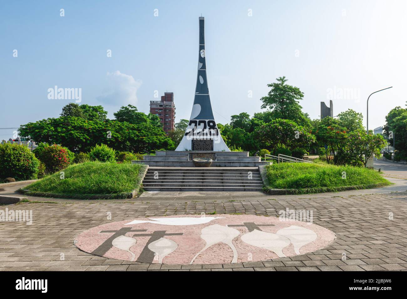 14 luglio 2022: Il primo monumento commemorativo della Pace del 228, un monumento costruito nel 1989 a Chiayi City, Taiwan. È il primo monumento commemorativo della Pace del 228 Foto Stock