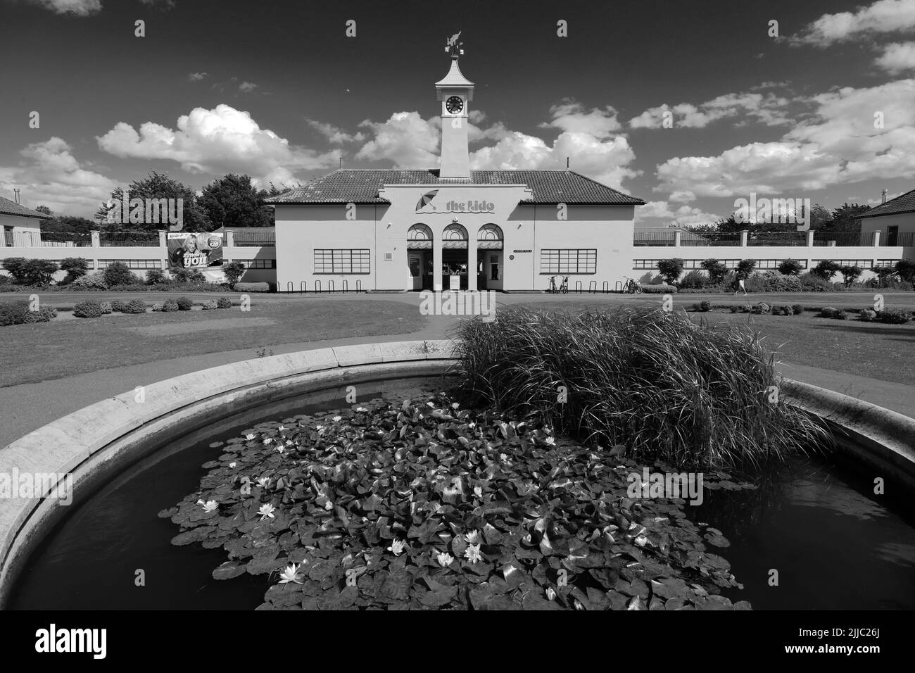Il Lido piscina, Peterborough City; Cambridgeshire; Inghilterra; Regno Unito Foto Stock