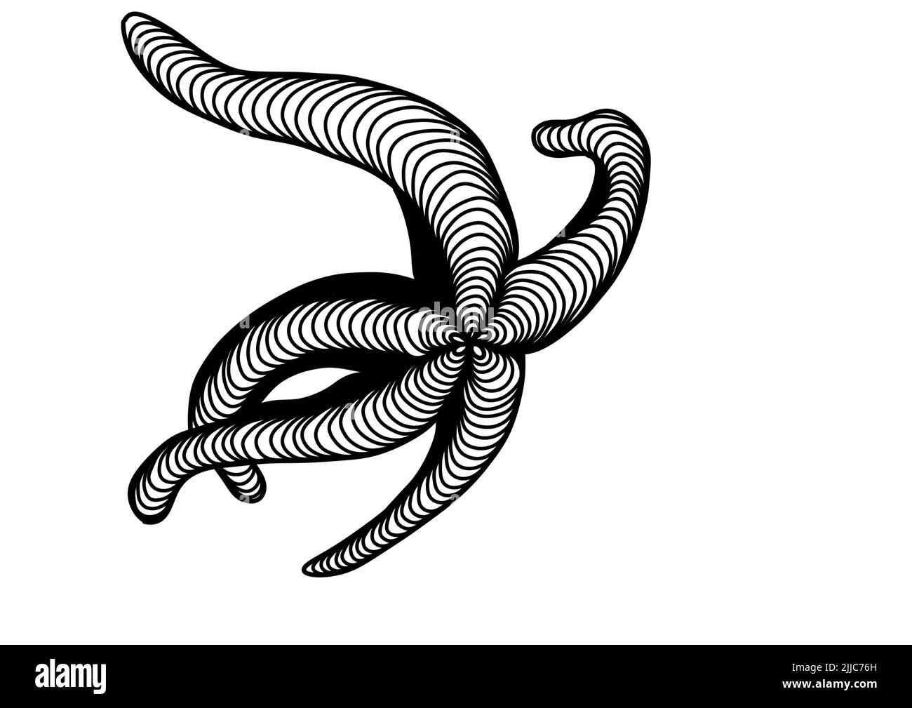 Una linea bianca e nera disegno di un pesce stella per sfondo, logo e altre esigenze di illustrazione Foto Stock