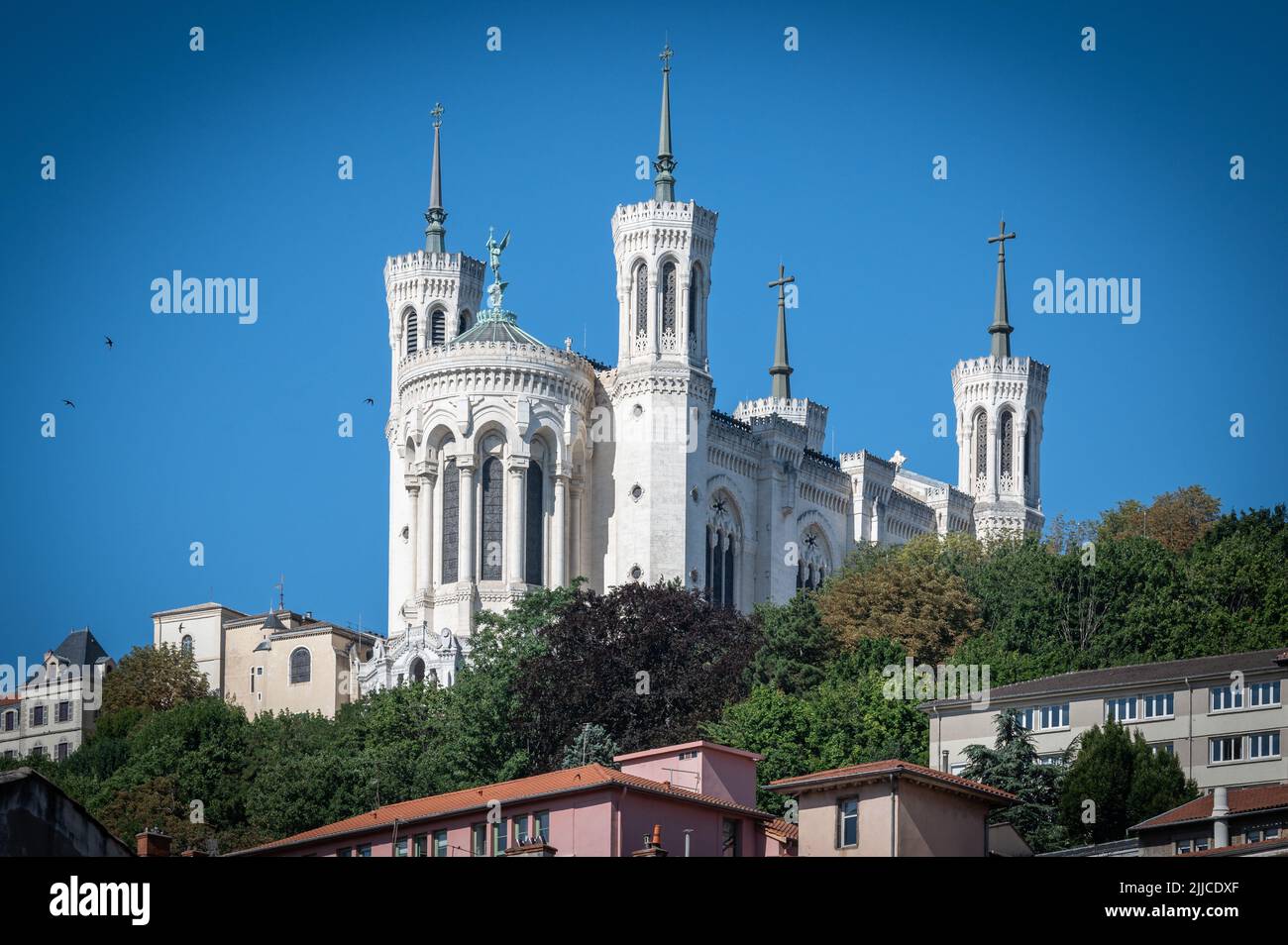 Famosa e bella Basilica di Fourviere a Lione, Rhone Alpes Auvergne, Francia Foto Stock