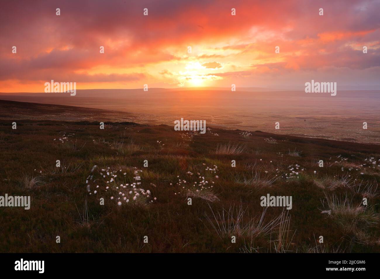 Tramonto sui Penines vicino a Tann Hill, North Yorkshire, Inghilterra, Regno Unito. Foto Stock