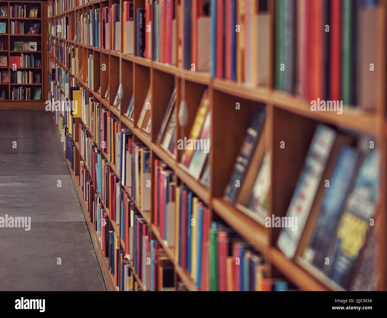 Un'immagine di libri disposti nella biblioteca Foto Stock
