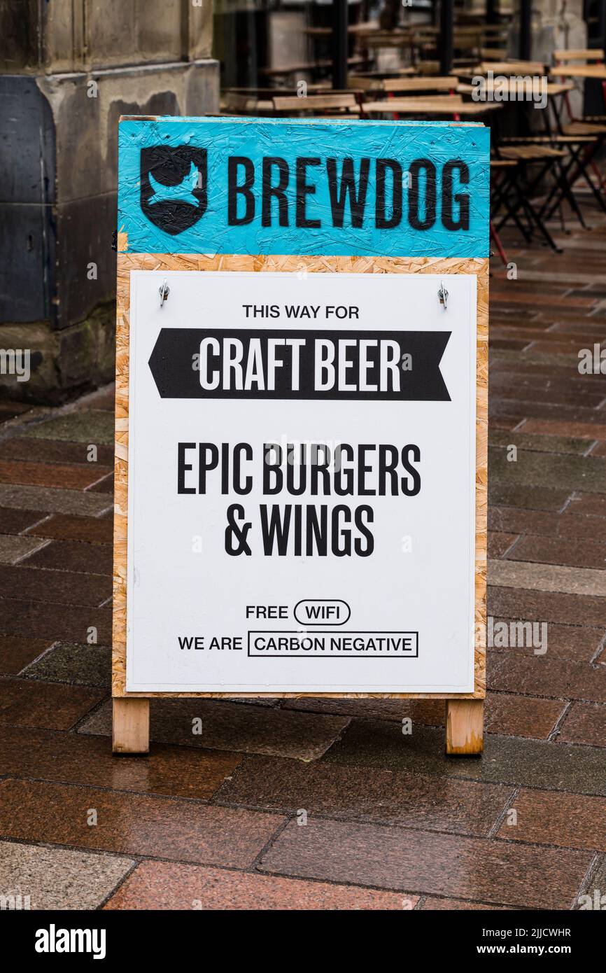 Cartello BrewDog, Glasgow, Scozia, Regno Unito Foto Stock