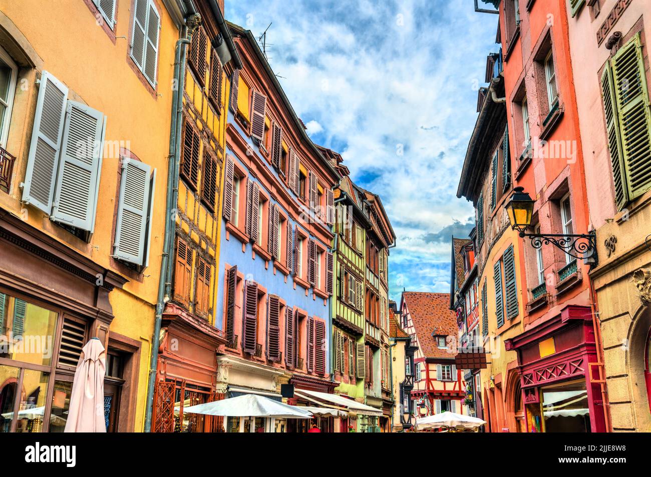 Case tradizionali a graticcio a Colmar, Francia Foto Stock