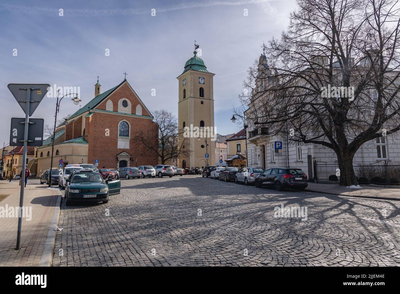 Sant'Adalberto e San Stanislao - la Chiesa di Fara a Rzeszow, la più grande città del sud-est della Polonia, capitale del Voivodato Subcarpatiano Foto Stock