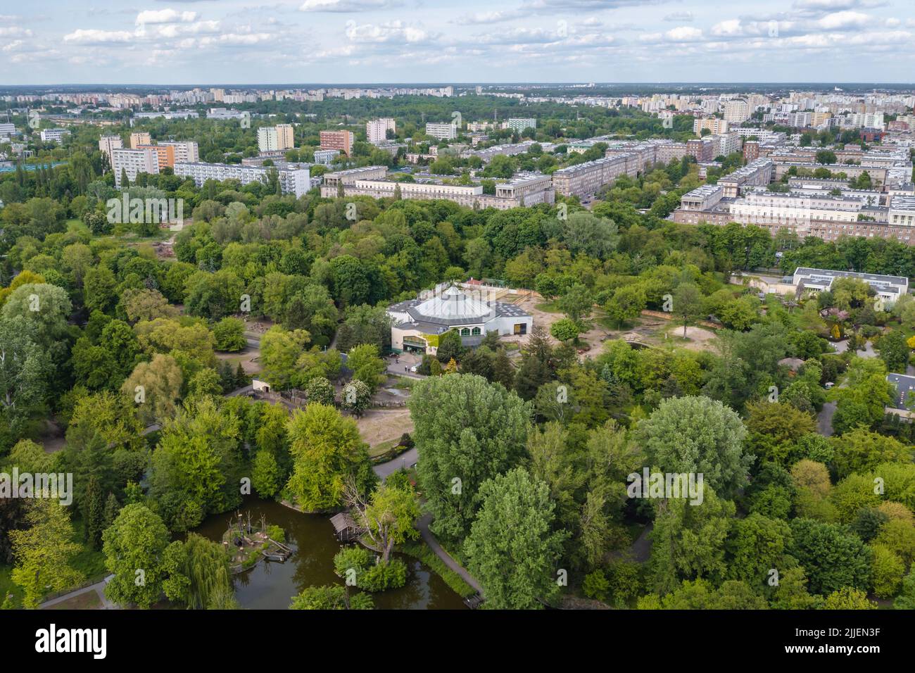 Veduta aerea dello zoo di Varsavia, capitale della Polonia Foto Stock