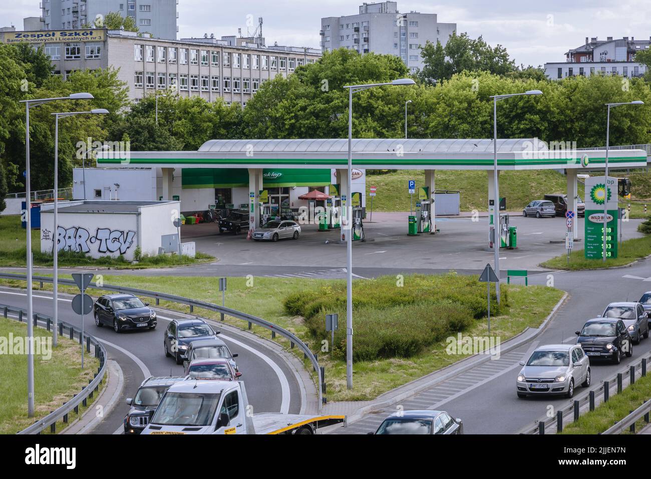 Stazione di servizio BP a Varsavia, capitale della Polonia Foto Stock