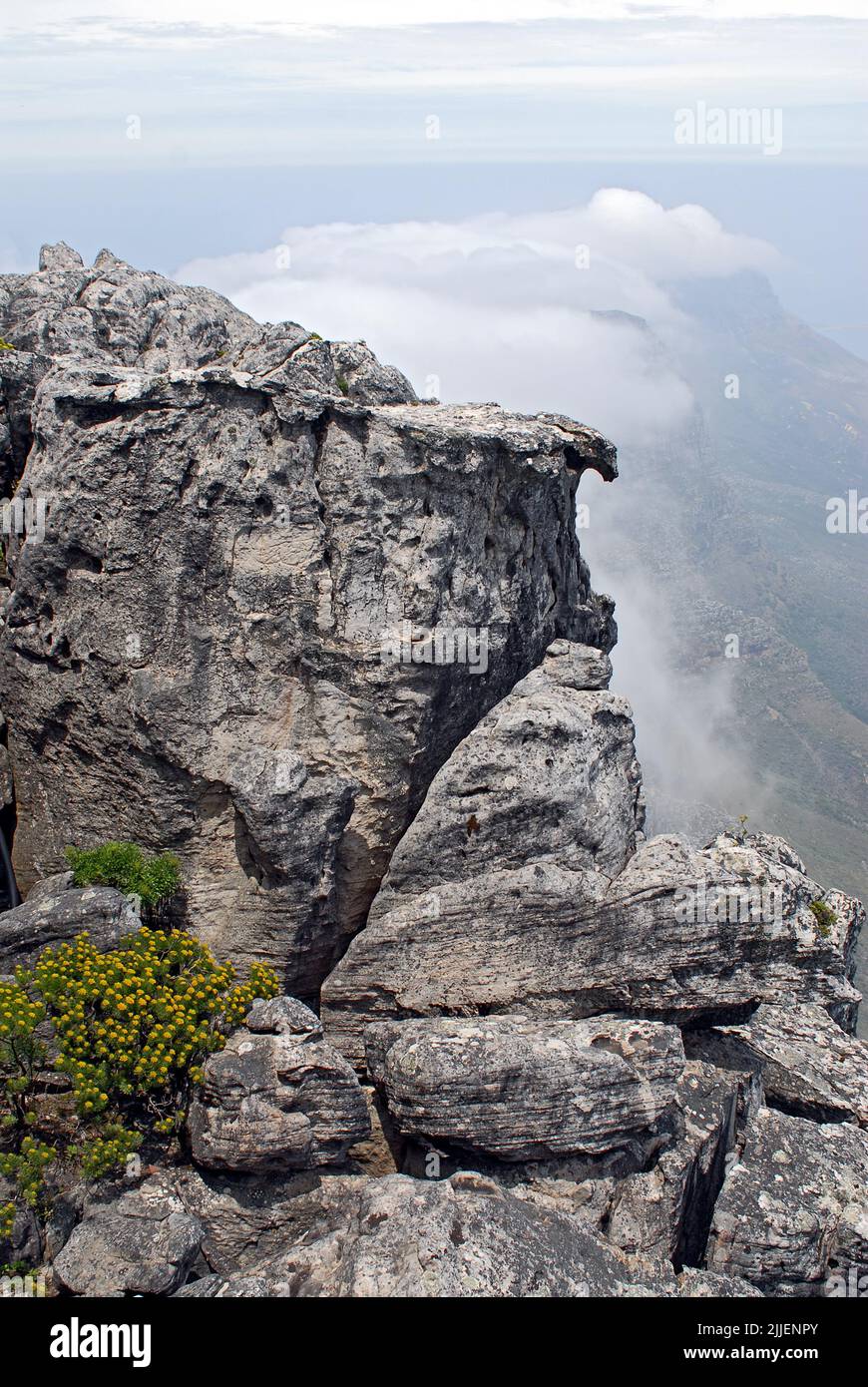 Vista lungo la famosa Table Mountain a Città del Capo, Sud Africa, Capetown Foto Stock