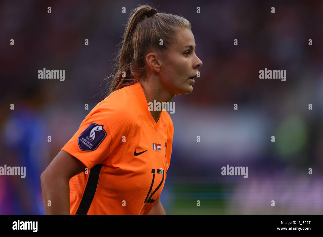 Rotherham, Inghilterra, 23rd luglio 2022. Victoria Pelova dei Paesi Bassi si presenta durante la partita UEFA Women's European Championship 2022 al New York Stadium di Rotherham. Il credito d'immagine dovrebbe essere: Jonathan Moscrop / Sportimage Foto Stock