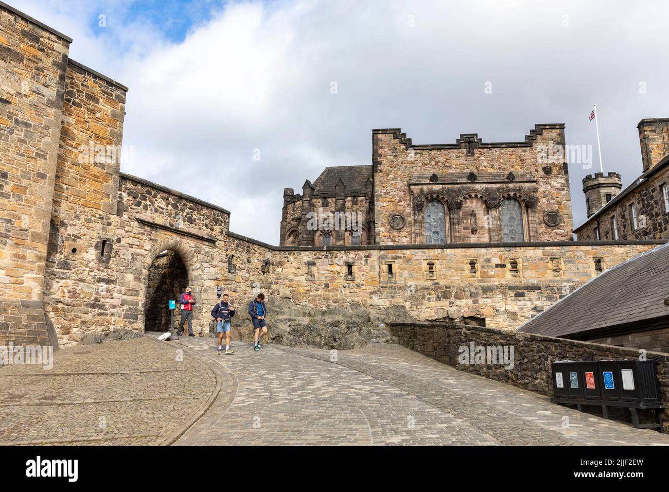 Castello di Edimburgo nel centro della città popolare attrazione turistica e parte chiave della storia britannica della Scozia, Scozia, Regno Unito Foto Stock