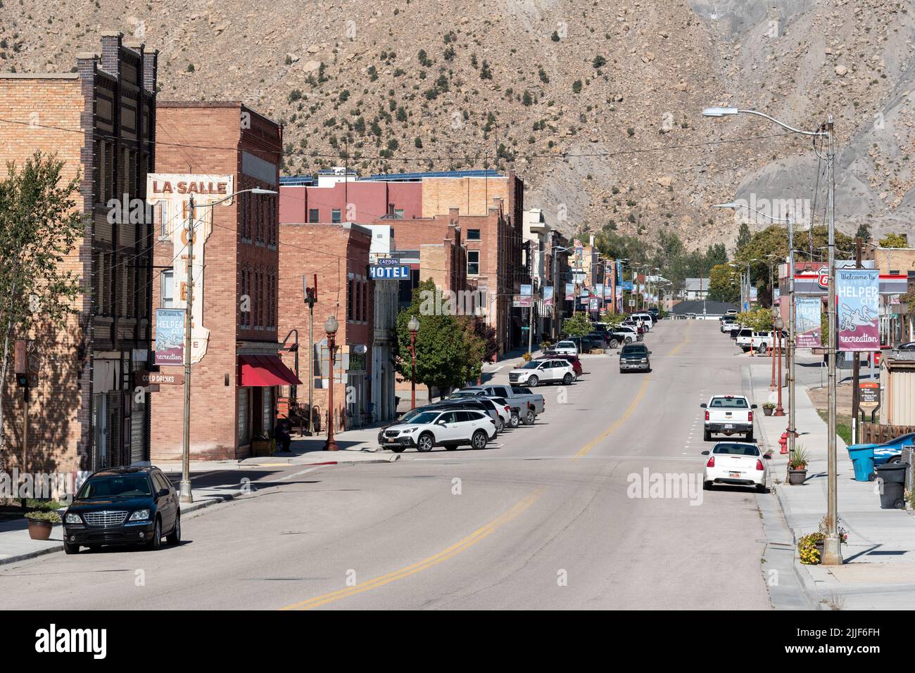 Quartiere storico di Helper, Utah. Foto Stock