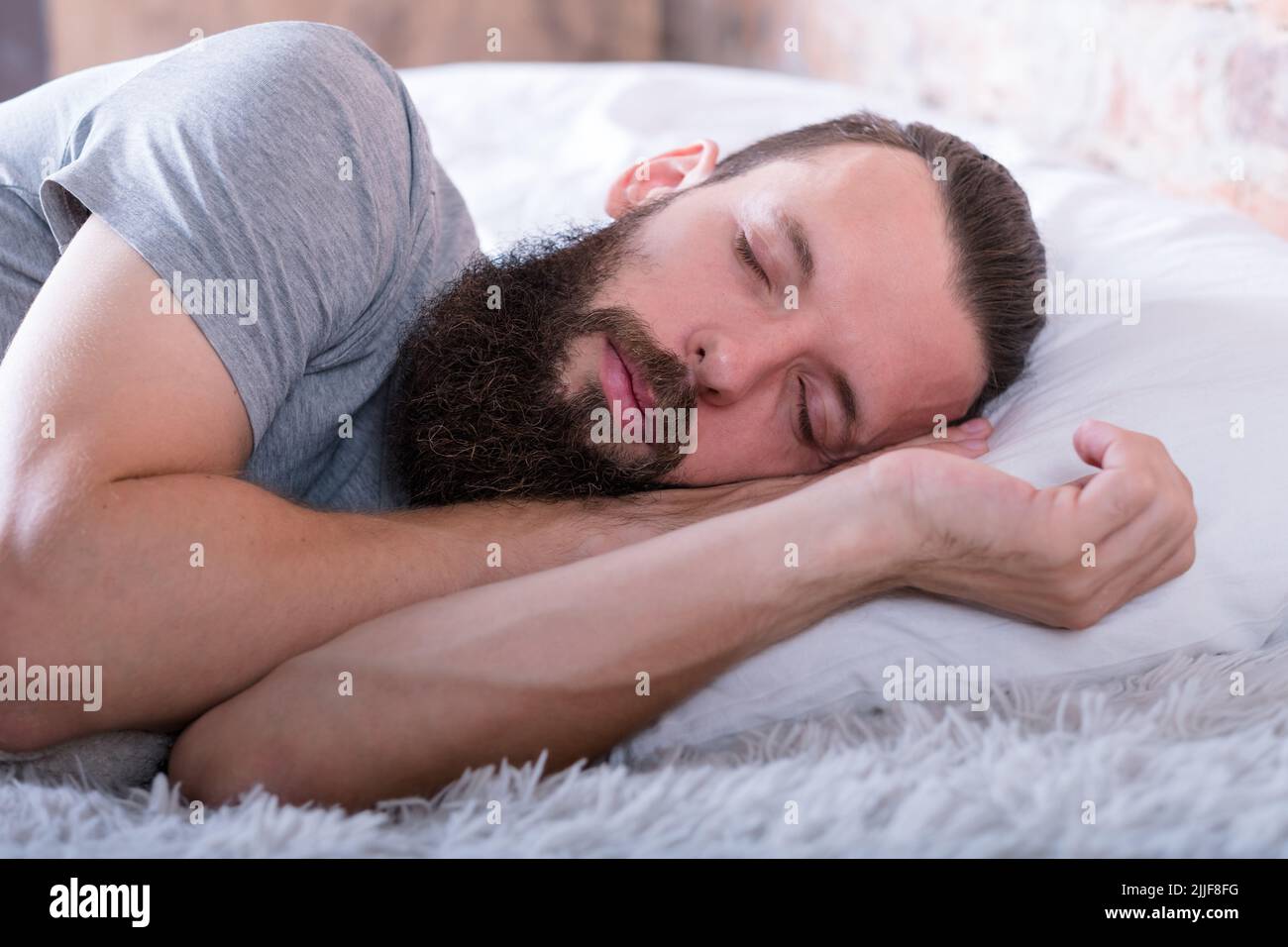 uomo addormentato salute uomo addormentato ritratto Foto Stock