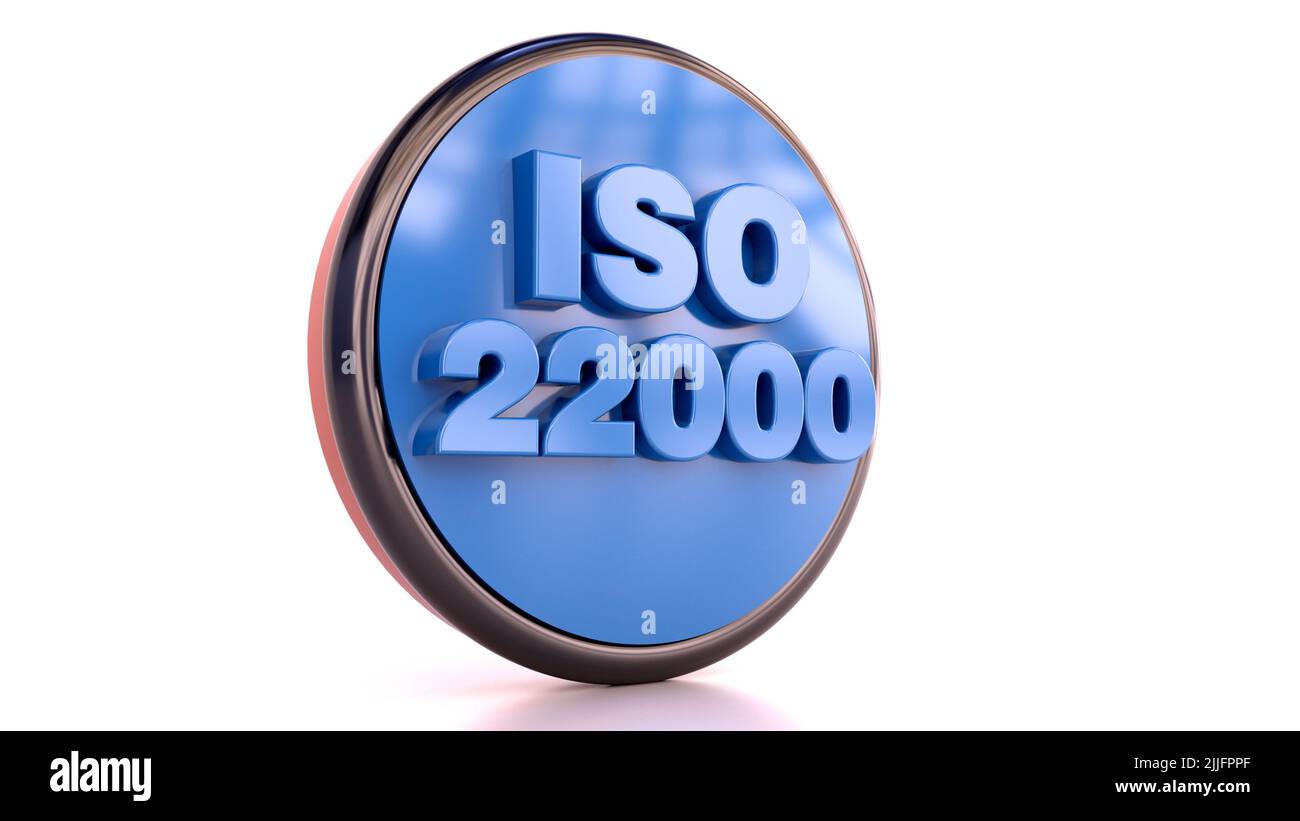 Rendering del testo ISO 22000 3D Foto Stock