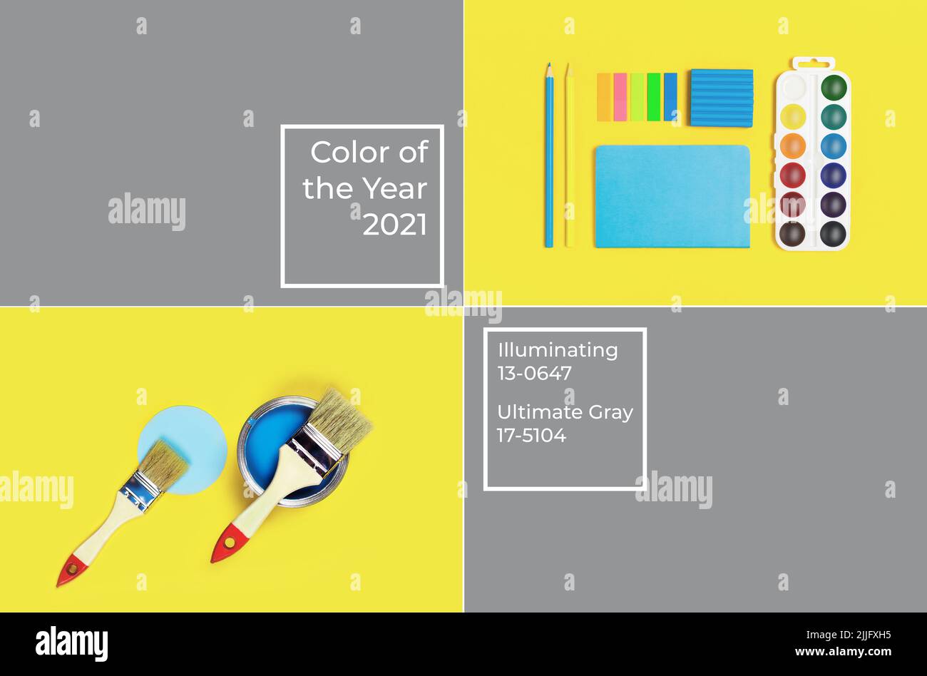Collage sul tema dei colori del nuovo anno. Foto sul tema della pittura e dell'educazione. Foto Stock