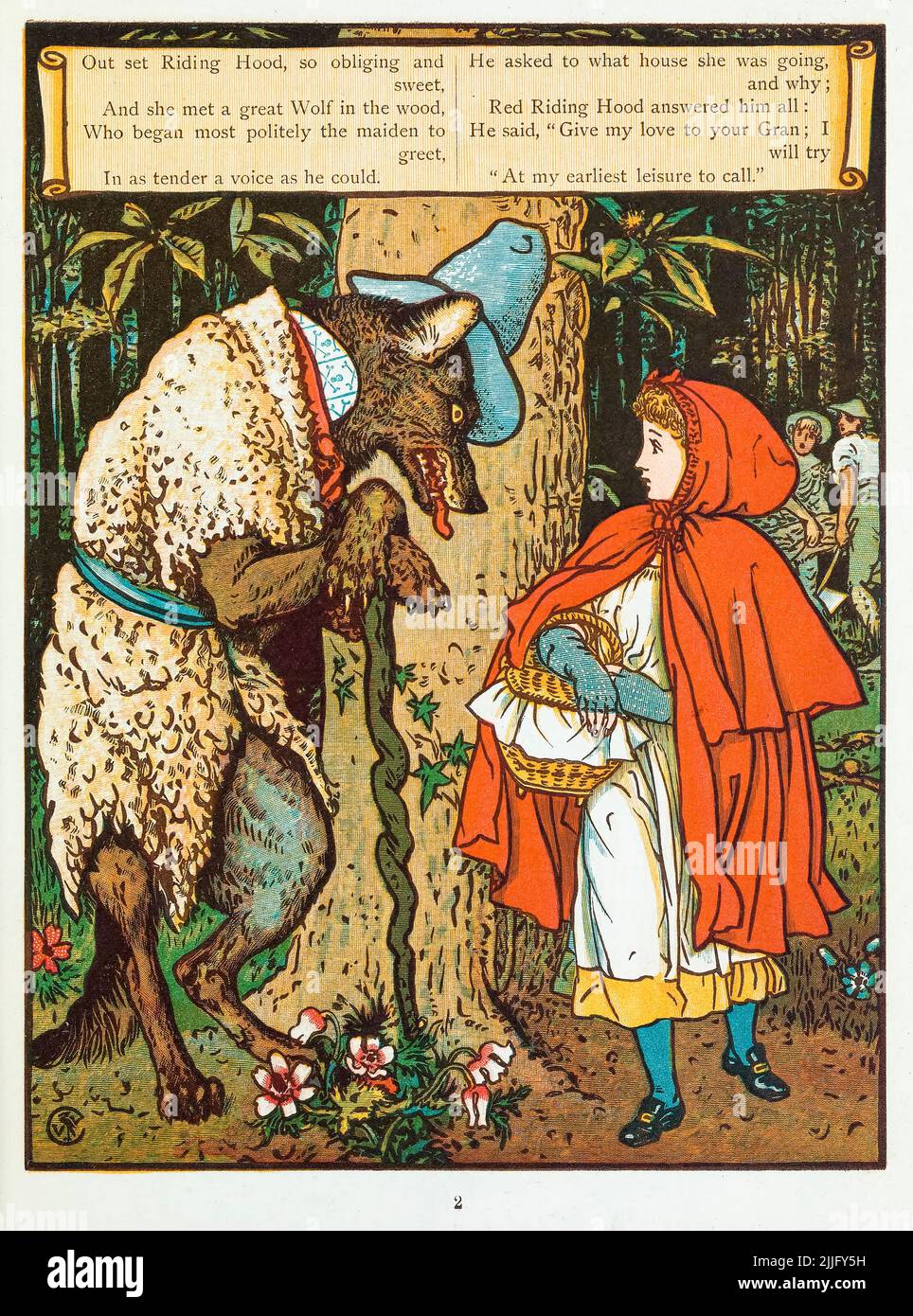 Walter Crane, Little Red Riding Hood, illustrazione del libro per bambini 1876 Foto Stock