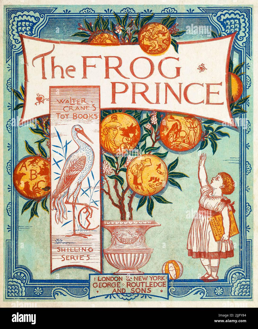The Frog Prince, libro illustrato per bambini, illustrazione del disegno di copertina di Walter Crane, 1874 Foto Stock