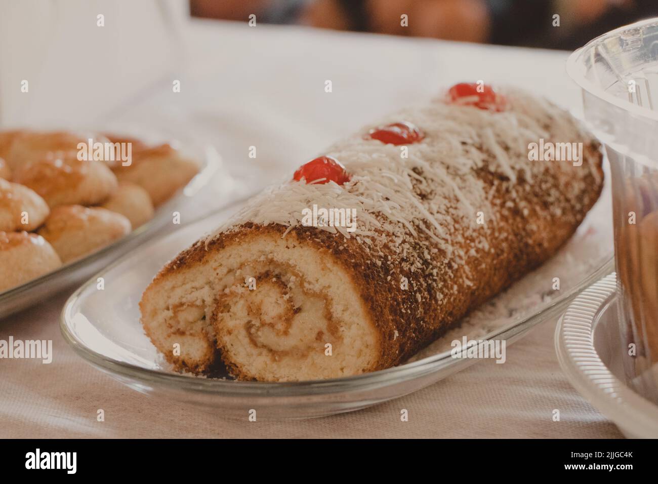 dessert di natale con panna di pasticceria Foto Stock