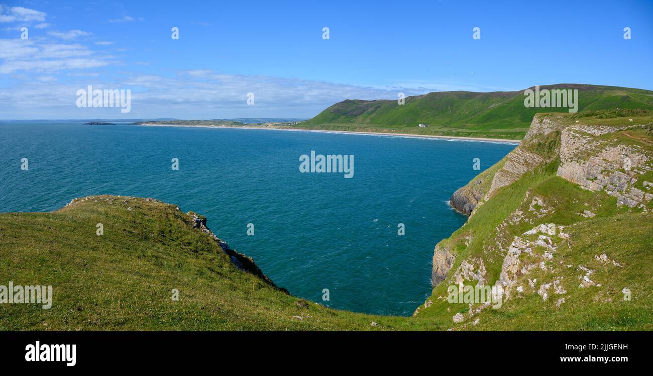 Rhossili Bay, Una splendida spiaggia sulla penisola di Gower Swansea, Galles del Sud Foto Stock