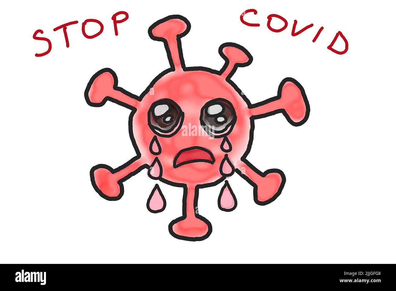 Covid-19 Medicina Illustrazione Pittura su sfondo bianco Foto Stock