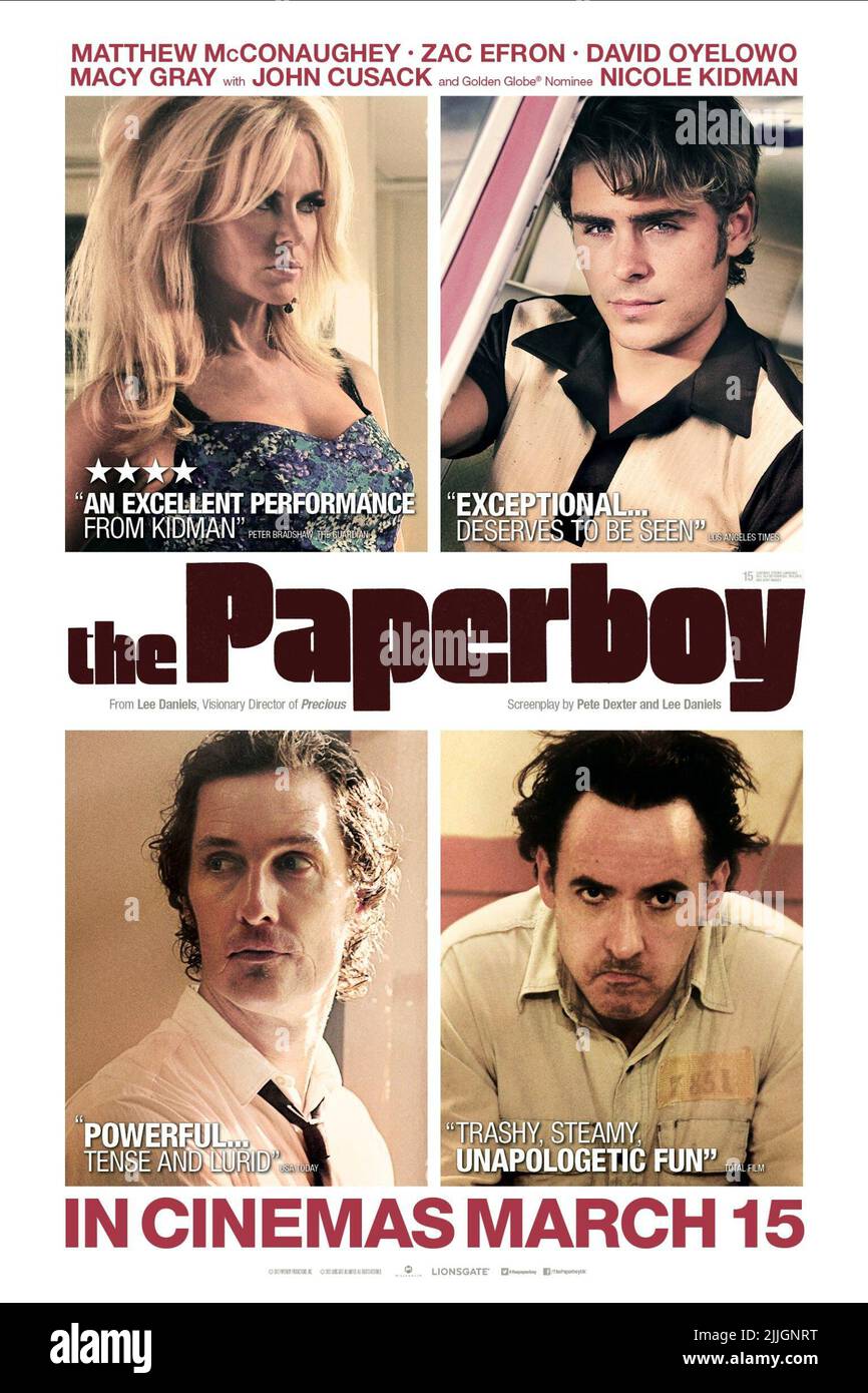 NICOLE KIDMAN, ZAC EFRON, MATTHEW MCCONAUGHEY, JOHN CUSACK POSTER, THE PAPERBOY, 2012 Foto Stock