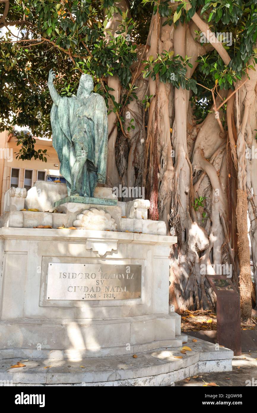 Cartagena, Murcia, Spagna - 17 luglio 2022: Statua di Isidoro Maiquez in Piazza San Francisco a Cartagena Foto Stock