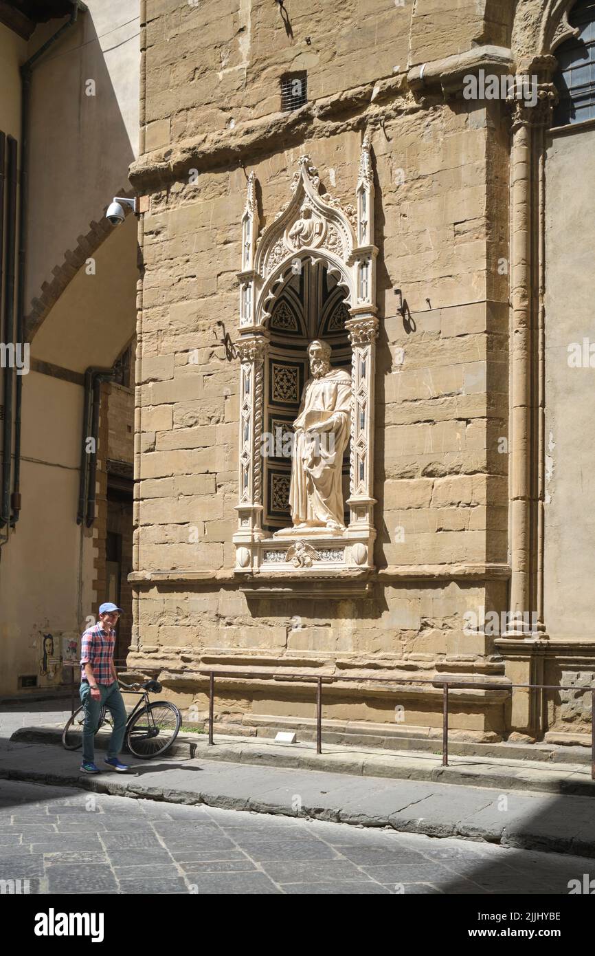 Statua di San Marco Orsanmichele Chiesa e Museo di Firenze Italia Foto Stock