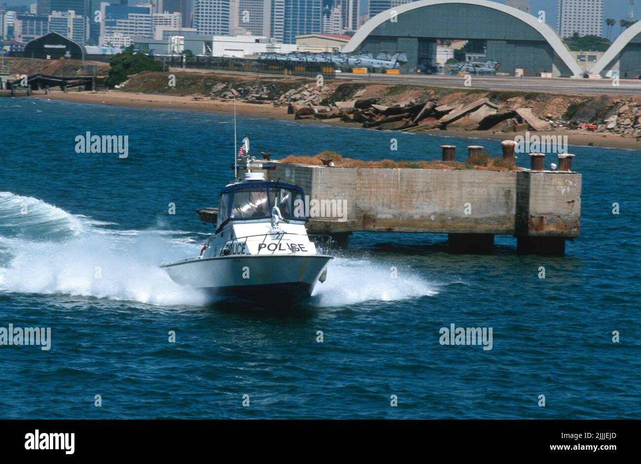 San Diego Harbor Police Patrol Boat nel porto di San Diego Foto Stock