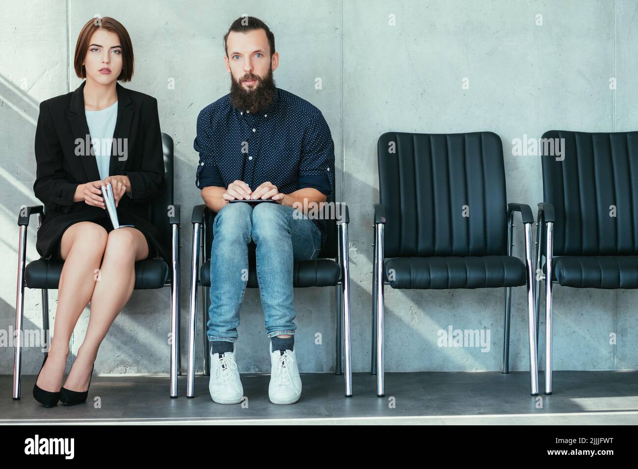 candidati nervosi in attesa di colloquio lavoro assunzione Foto Stock