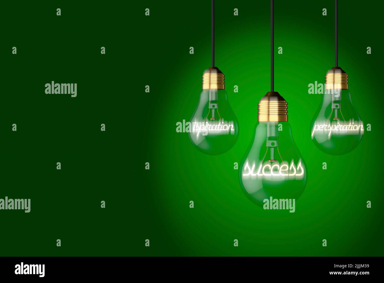 lampadine vecchio stile lampade che illustrano ispirazione traspirazione concetto di successo su un colorato sfondo verde Foto Stock