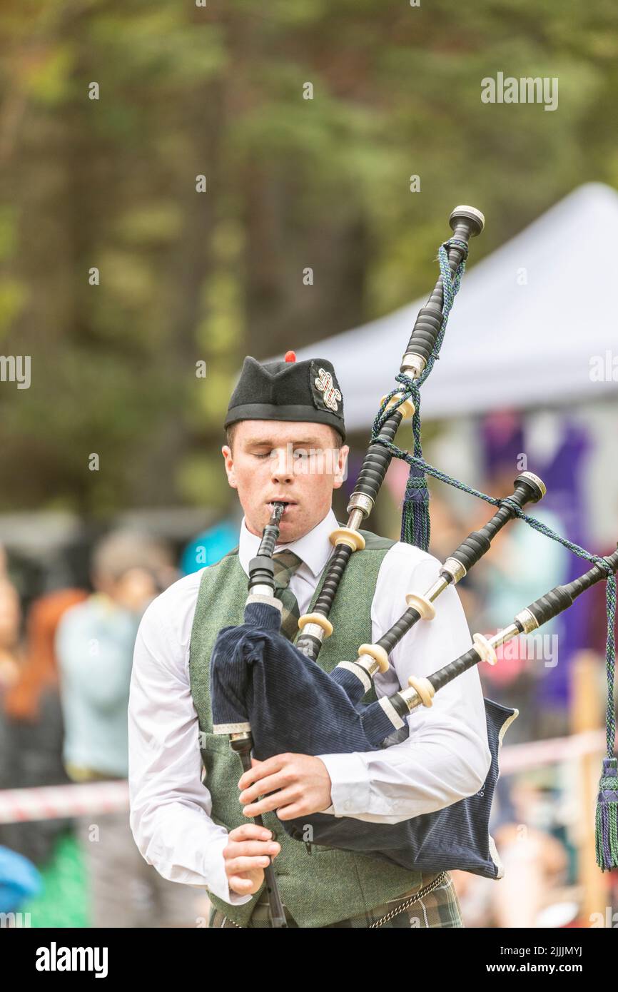 Highland games in programma a Tomintoul Moray il 17 luglio 2022, Scozia, Foto Stock