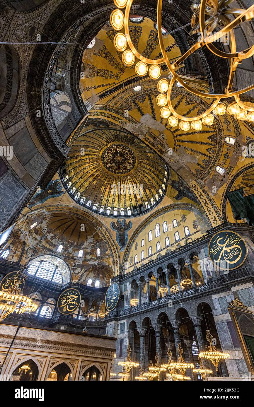 moschea di hagia sophia a istanbul. vista interna. Turchia. Foto Stock