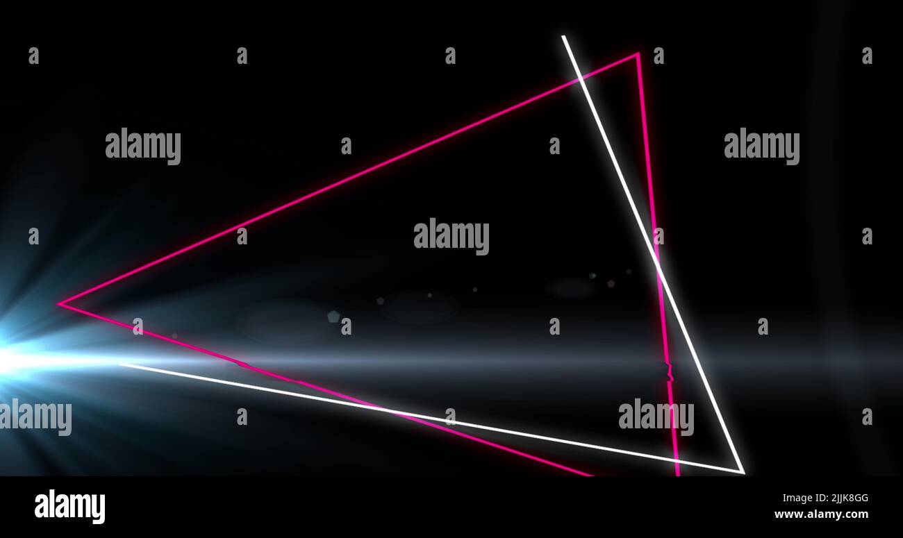 Immagine di triangoli e luci su sfondo nero Foto Stock