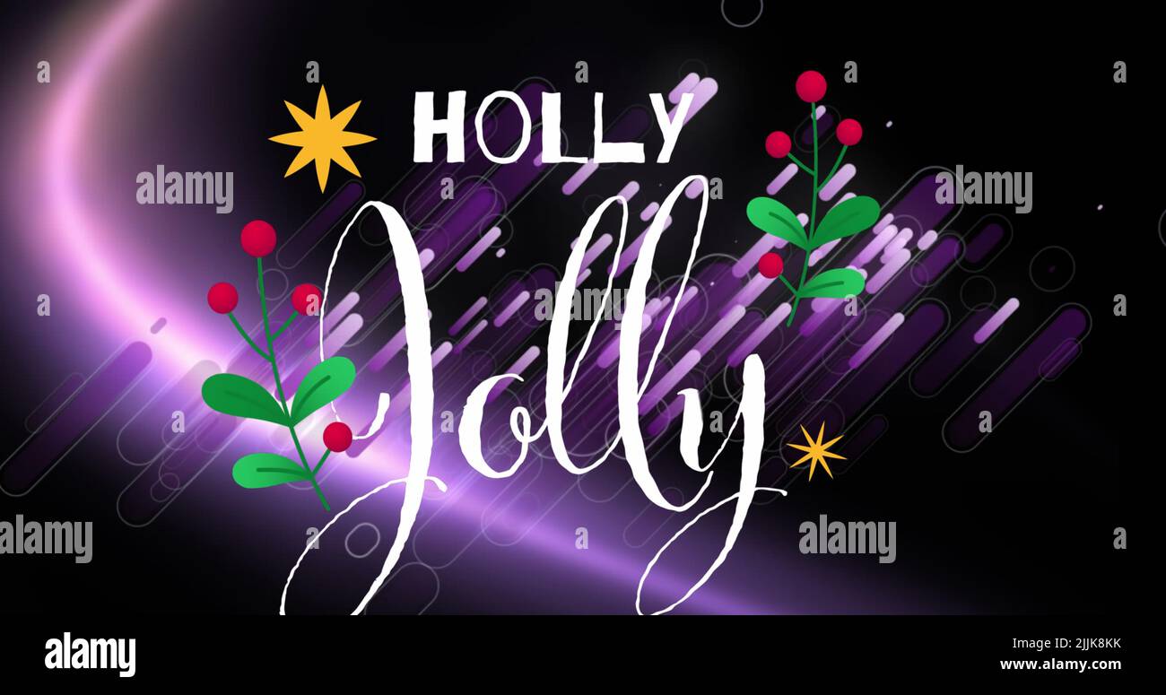 Immagine di agrifoglio su sfondo nero e viola Foto Stock